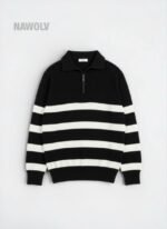 Çizgili Triko Polo Kazak