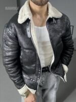 Kürklü Parlak Deri Mont - Görsel 3