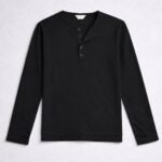 Başparmak delikli çift katmanlı uzun kollu tişört